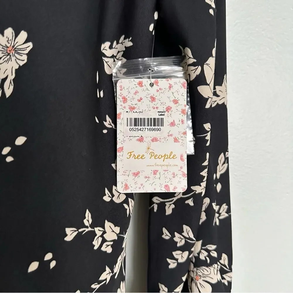 Free People Revolve Aries Long Sleeve Floral Printed Open Back Mini Dress